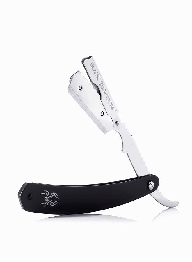 Black Widow Professional Straight Edge Razor Kit with 10 Blades – Stainless Steel Barber Razor for Men’s Shaving, Classic Barbero Shaver for Smooth, Precise, and Comfortable Shaves - Image 1